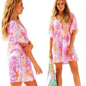 LILLY PULITZER ‘Balleta’ 100% Linen Swim Cover-up Dress In Paradise Pink